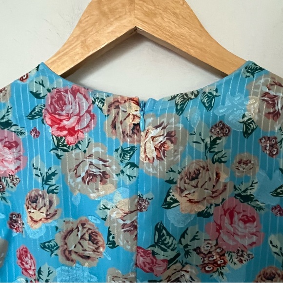 Adelyn Rae Floral Ruffle Wrap Midi Dress Blue – Size Small Feminine Romantic - Picture 13 of 15